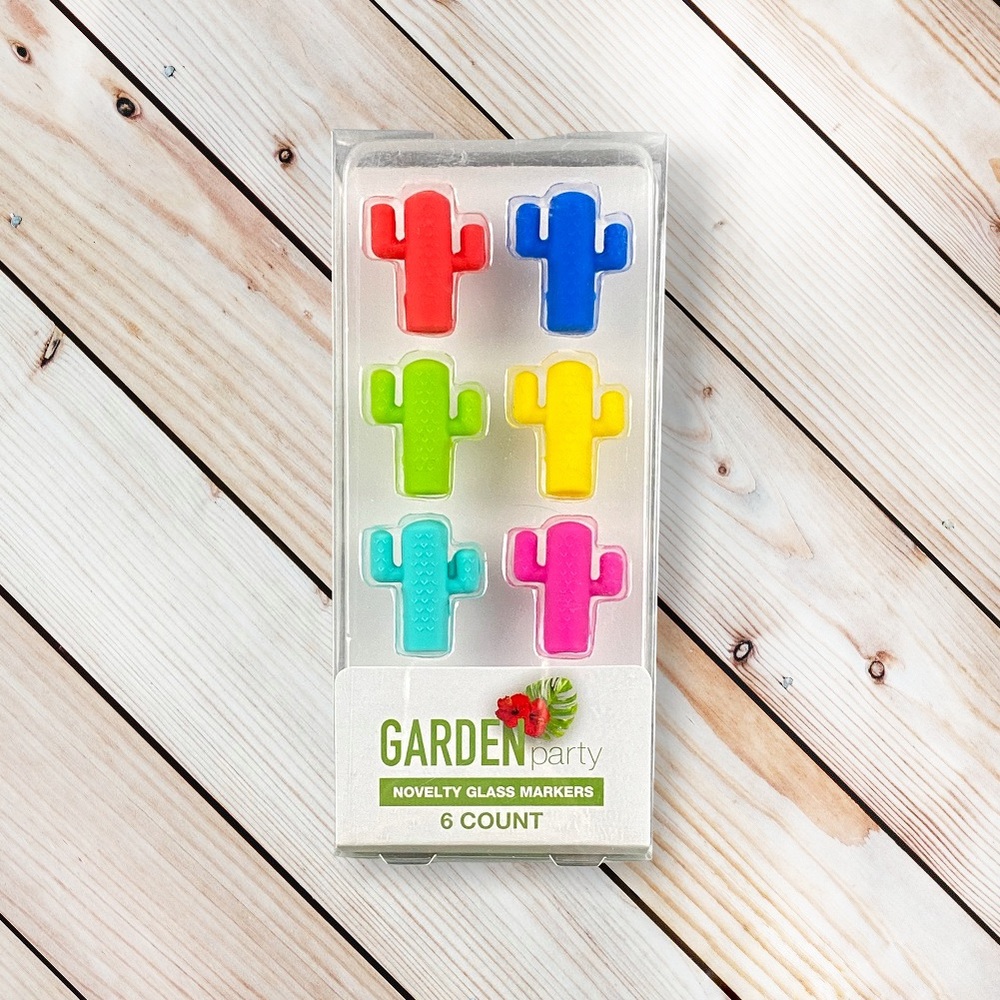 NWT Garden Party Novelty Glass Markers Wine Charms Bundle Cactus Flamingo Sets - Picture 4 of 11